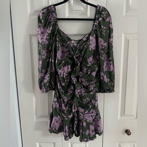 Umgee Green and Purple Floral Mini Dress